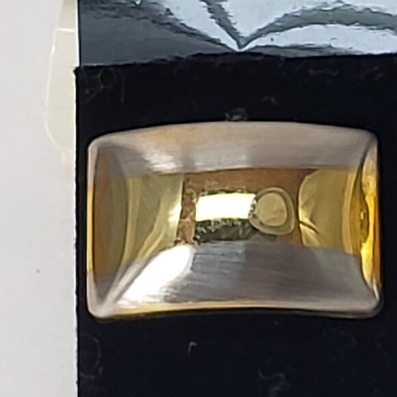 Gold, Silver Dual-Tone Stud Earrings Modern Stripe Design, 0.5x1 Fashion Jewelry - Picture 4 of 8